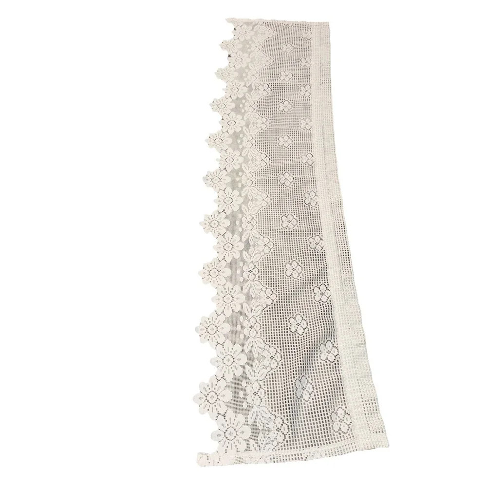 Vintage Lace Scalloped Valance Curtain White Country Cottage Floral 65X18 In